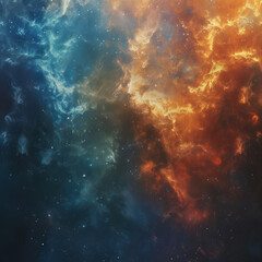 Fototapeta premium Abstract Orange-Blue Space Nebula - Cosmic Fusion