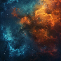 Fototapeta premium Abstract Orange-Blue Space Nebula - Cosmic Fusion