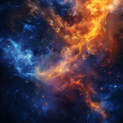 Fototapeta premium Abstract Orange-Blue Space Nebula - Cosmic Fusion