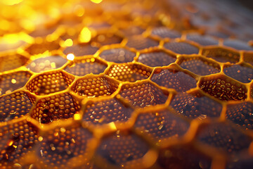 Vibrant colorful dynamic honeycomb texture for wallpaper presentations, social media, websites. 3D neon honeycomb background. Neon backdrop, honeycomb.