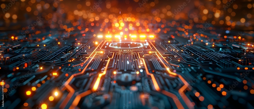 Aufkleber future bridging human capabilities with advanced circuitry for enhanced power efficiency. concept ad