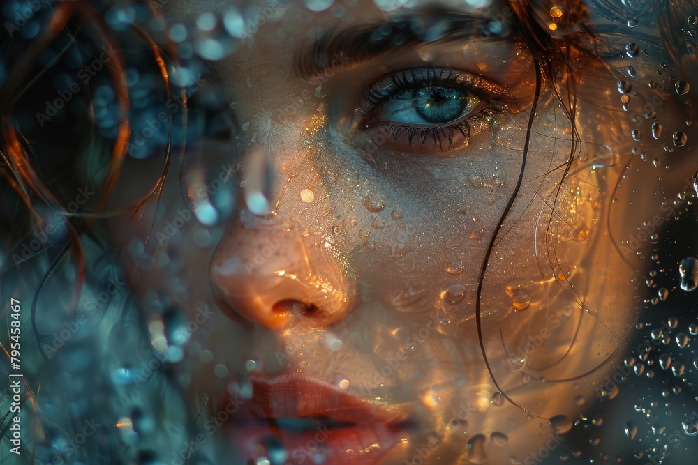 Poster a beautifully blurred background featuring an array of bokeh lights that exude a calm and enchanting