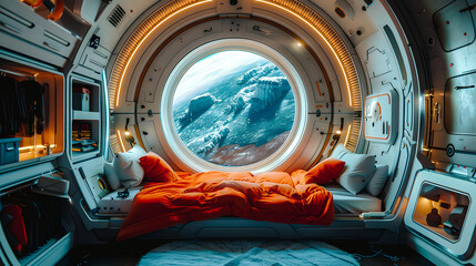 Chambre dans un vaisseau spatial du futur