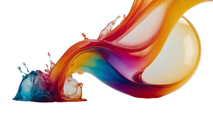 colorful gradient paint splash, abstract shape isolated on transparent background