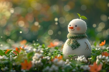 Obraz premium A colorful snowman on the snow 
