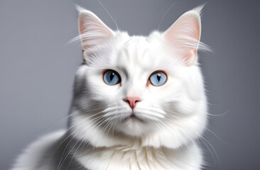 White cat on plain background