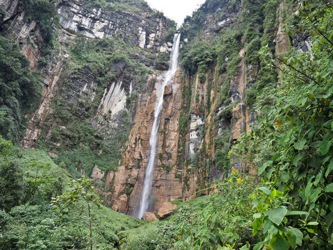 Yumbilla Falls. Peru. Yumbilla Falls is a waterfall located in the northern Peruvian region of Amazonas. It is considered the world's fifth tallest waterfall, with 895 m (2,938 ft) high.