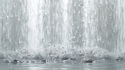 A waterfall is pouring water onto a grey surface