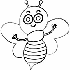 Bee drawing doodle decoration summer design.