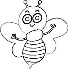 Bee drawing line design summer.
