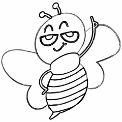 Bee drawing doodle decoration summer design.