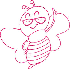 Bee pink decoration summer design.