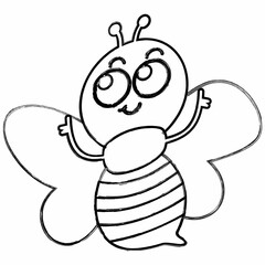 Bee drawing line design summer.
