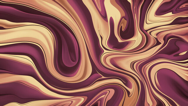 A mesmerizing abstract painting with a predominantly purpel and gold color palette.