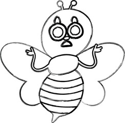 Bee drawing doodle decoration summer design.