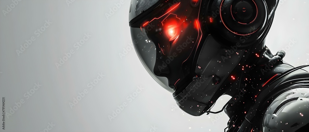 Poster advanced encryption and high-tech robot: safeguarding digital data for cyber defense. concept cybers