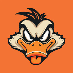 Angry duck head mascot logo vector illustration with isolated background