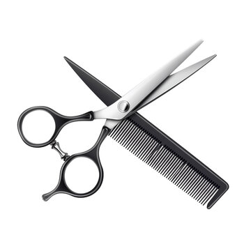  comb and scissors isolated transparent,generative ai