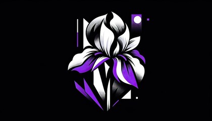Stylized Purple and White Flower Illustration