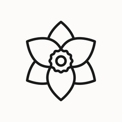 Daffodil line icon. Plant and flower sign, symbol. Isolated on a white background. Pixel perfect. Editable stroke. 64x64.