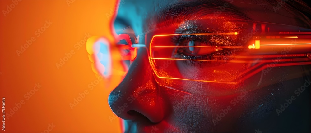 Aufkleber securing systems with biometric face recognition for cyber attack prevention. concept biometric secu