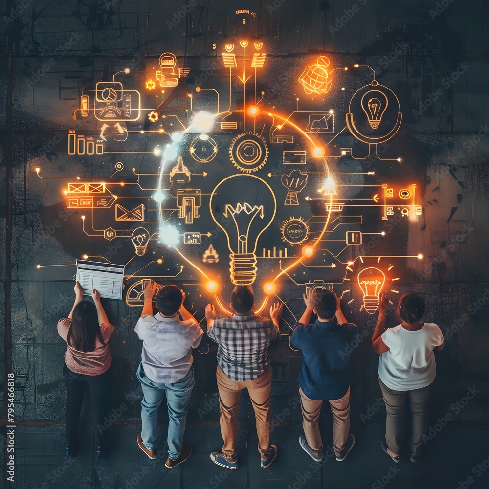 Poster innovation hub for collaborative inventors showcasing technologies and sharing resources