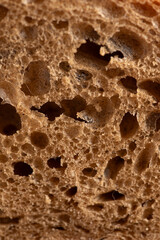 Selective focus close up ciabatta bread artisan baked macro shoot front view