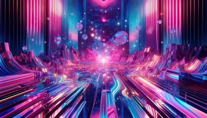 Psychedelic Neon Wormhole and Space Art