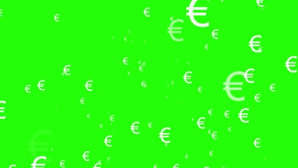 euro icon falling animated rain dollar symbol euro green screen video chroma key euro symbol falling rain