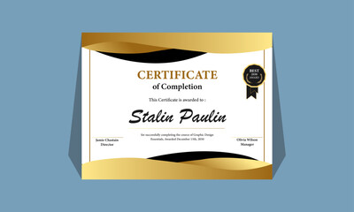 Flat certificate template. Elegant certificate of achievement.