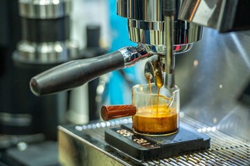 Coffee machine making a delicious espresso