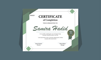 Flat certificate template. Elegant certificate of achievement.