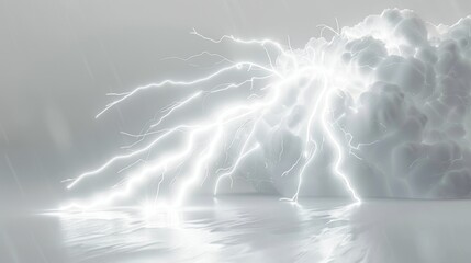A white cloud with lightning bolts shooting out of it