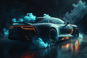 sport car in the night content created with generative AI software.