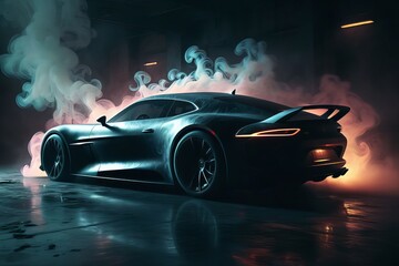 sport car in the night content created with generative AI software.