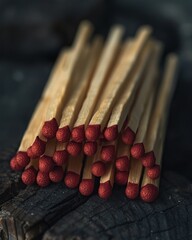 Visualize a pile of matches arranged in a grid pattern, resembling a grille The scene is simple yet striking, capturing the essence of precision and order 8K , high-resolution, ultra HD,up32K HD