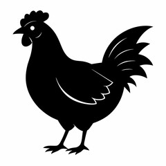 rooster and chicken silhouette vector illustration