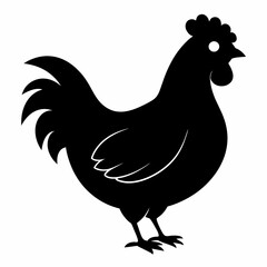 rooster and chicken silhouette vector illustration