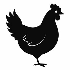 rooster and chicken silhouette vector illustration