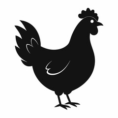 rooster and chicken silhouette vector illustration