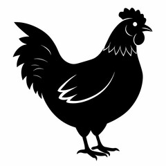rooster and chicken silhouette vector illustration