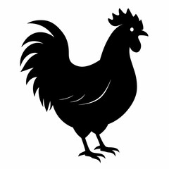 rooster and chicken silhouette vector illustration
