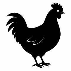 rooster and chicken silhouette vector illustration