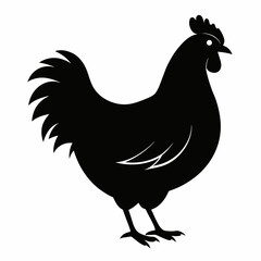 rooster and chicken silhouette vector illustration