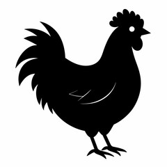 rooster and chicken silhouette vector illustration