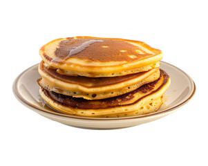 Stack of pancakes on a plate on transparent background
