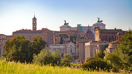 Rome italian city ancient and modern mouments and streets