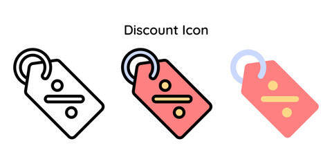 Discount Price Tag Icon. Line, Line Color, Flat Style.