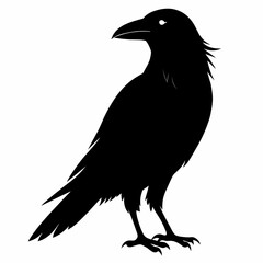 Raven silhouette vector illustration on white background