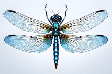 A black and white drawing of a dragonfly